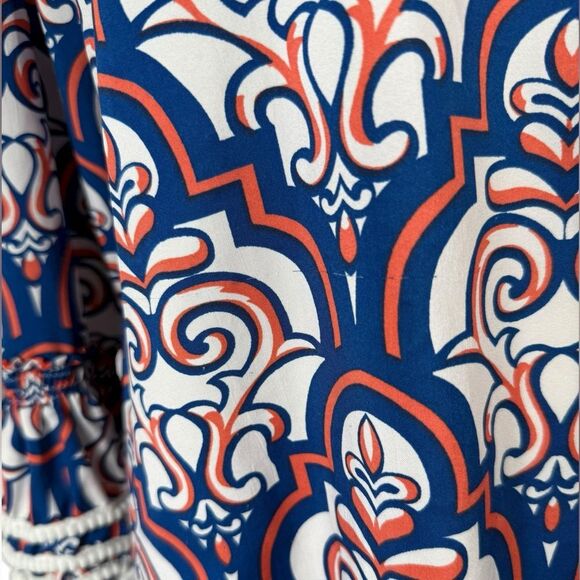 Almatrichi Madrid Spain Blue & Orange Gorgeous 3/4 Sleeve Tunic Top - Picture 8 of 8